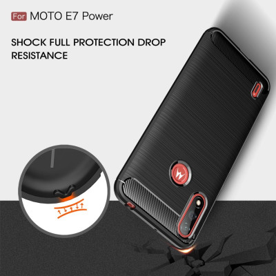   Силиконов гръб ТПУ Карбон за Motorola Moto E7i /Motorola Moto E7 Power черен 